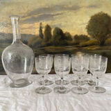 Antique engraved stemware and carafe