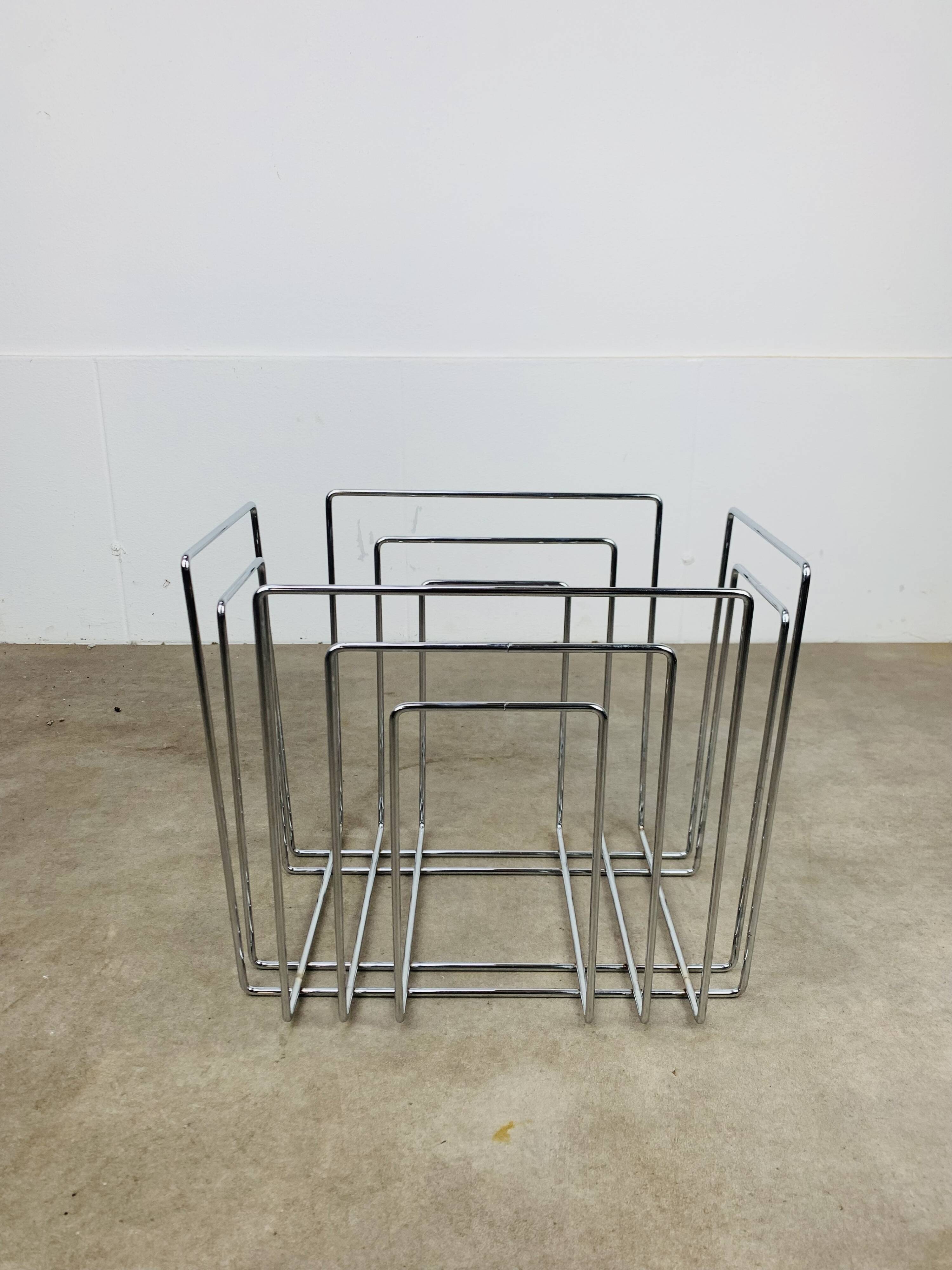 Porte revue en métal chromé par Willi Glaeser pour TMP années 80