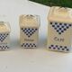 Set of 3 earthenware spice pots geometric pattern art deco period