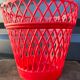 Vintage red plastic pot cover 50s/60s