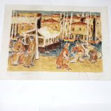 Port of Marseille 1977 Original Lithograph Signed Arlandis Antoine