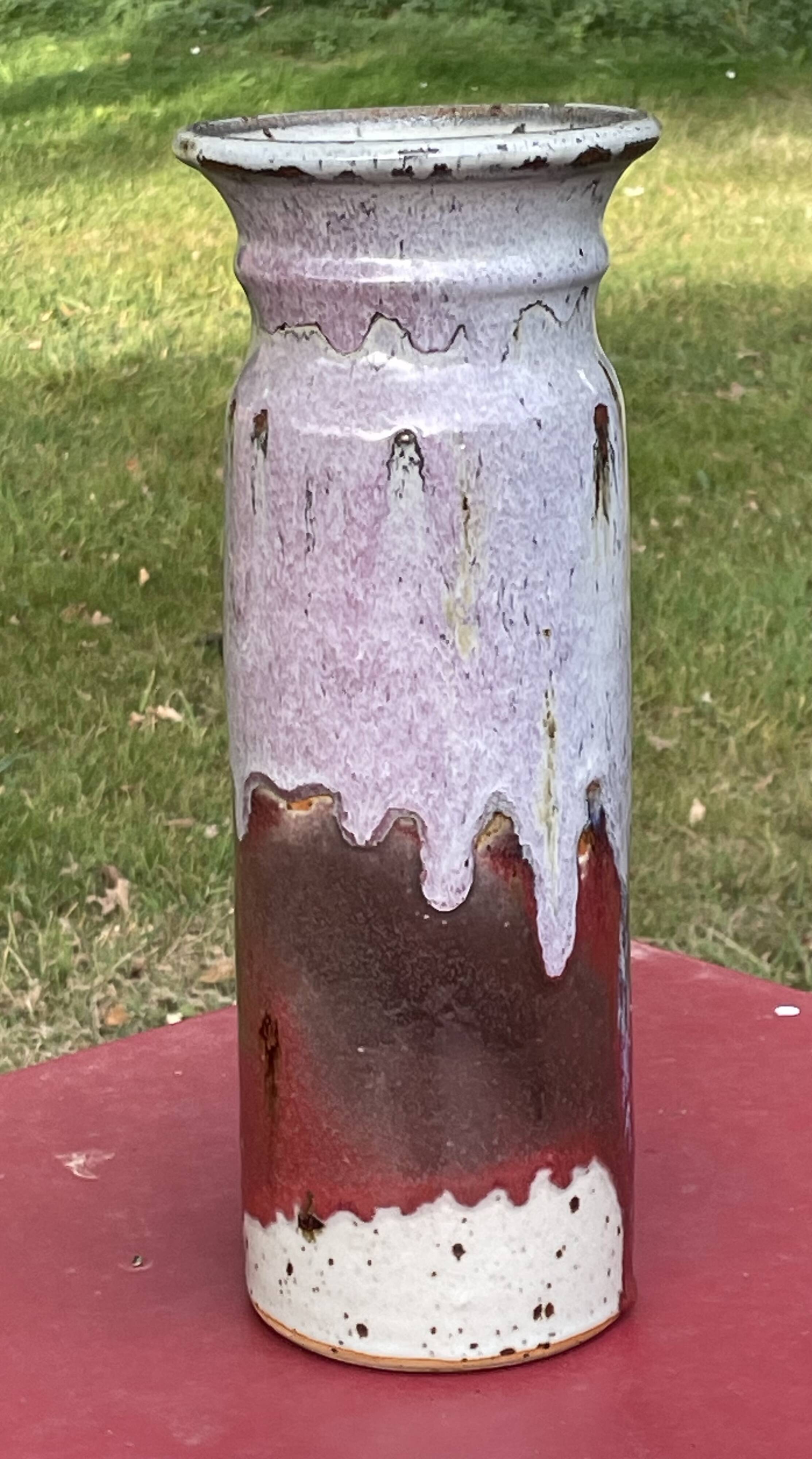 superb flared roller vase signed Les Salicornes Van Duser Lesburgueres 34 cm