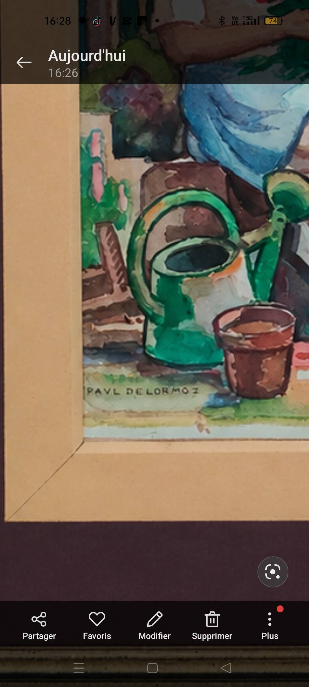 Original watercolour signed by Paul Delormoz (1895-1980) – Woman in the garden – In