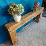 Brutalist console solid oak