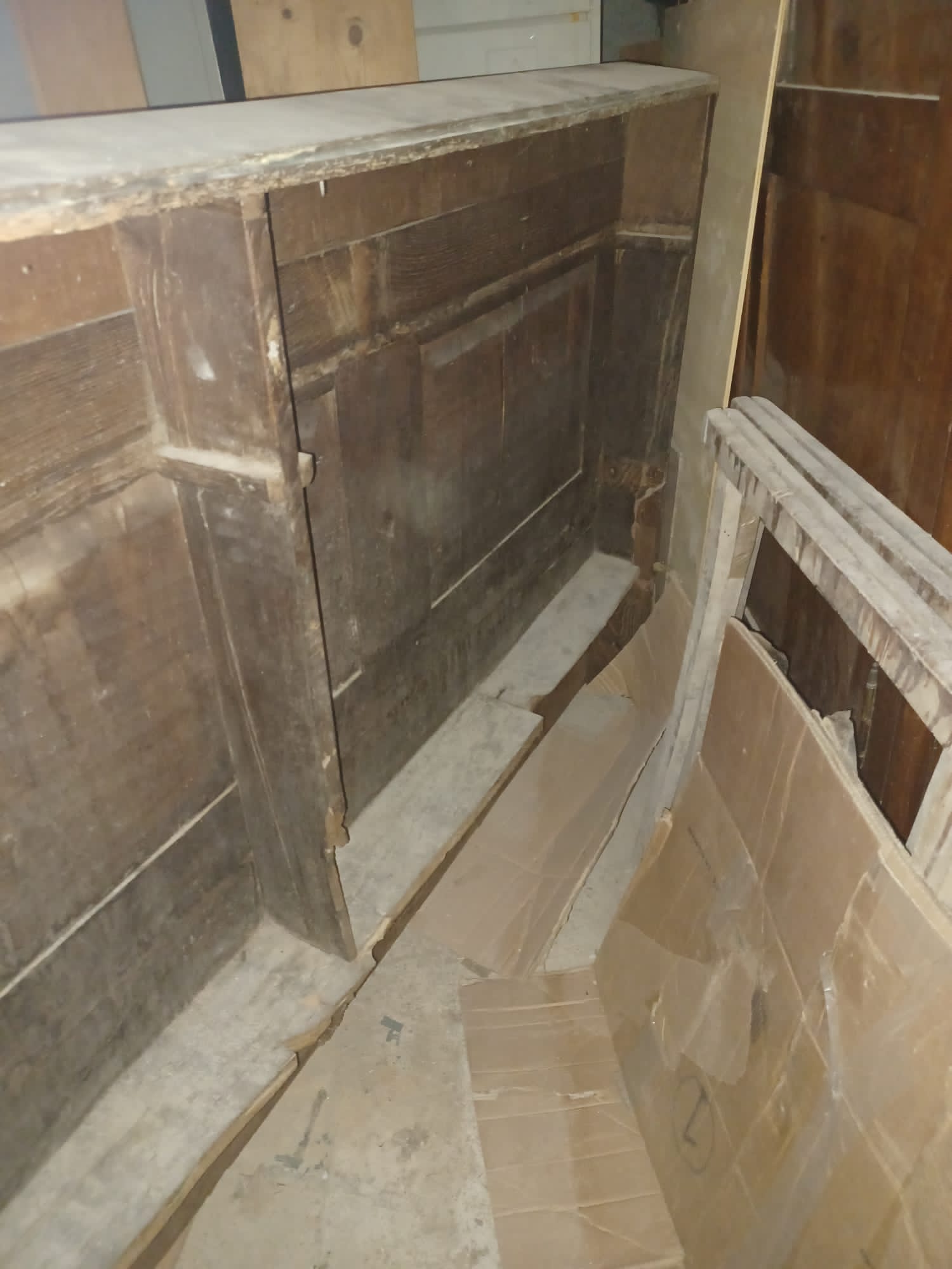 3 wooden choir stalls