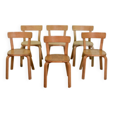 Rare Set of 6 Alvar Aalto Chairs model 69 for Artek