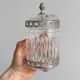 Condiment pot, crystal and metal sugar bowl.