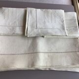 Old linen sheet & its 3 pillowcases