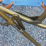 Set of 3 vintage lafuma sun loungers canvas and tubes + table