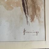 2 portraits aquarelle tableau signé Robert Hemmings