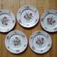Kg luneville "réverbère" 5 flat plates earthenware hand-painted flowers ø25.5 cm