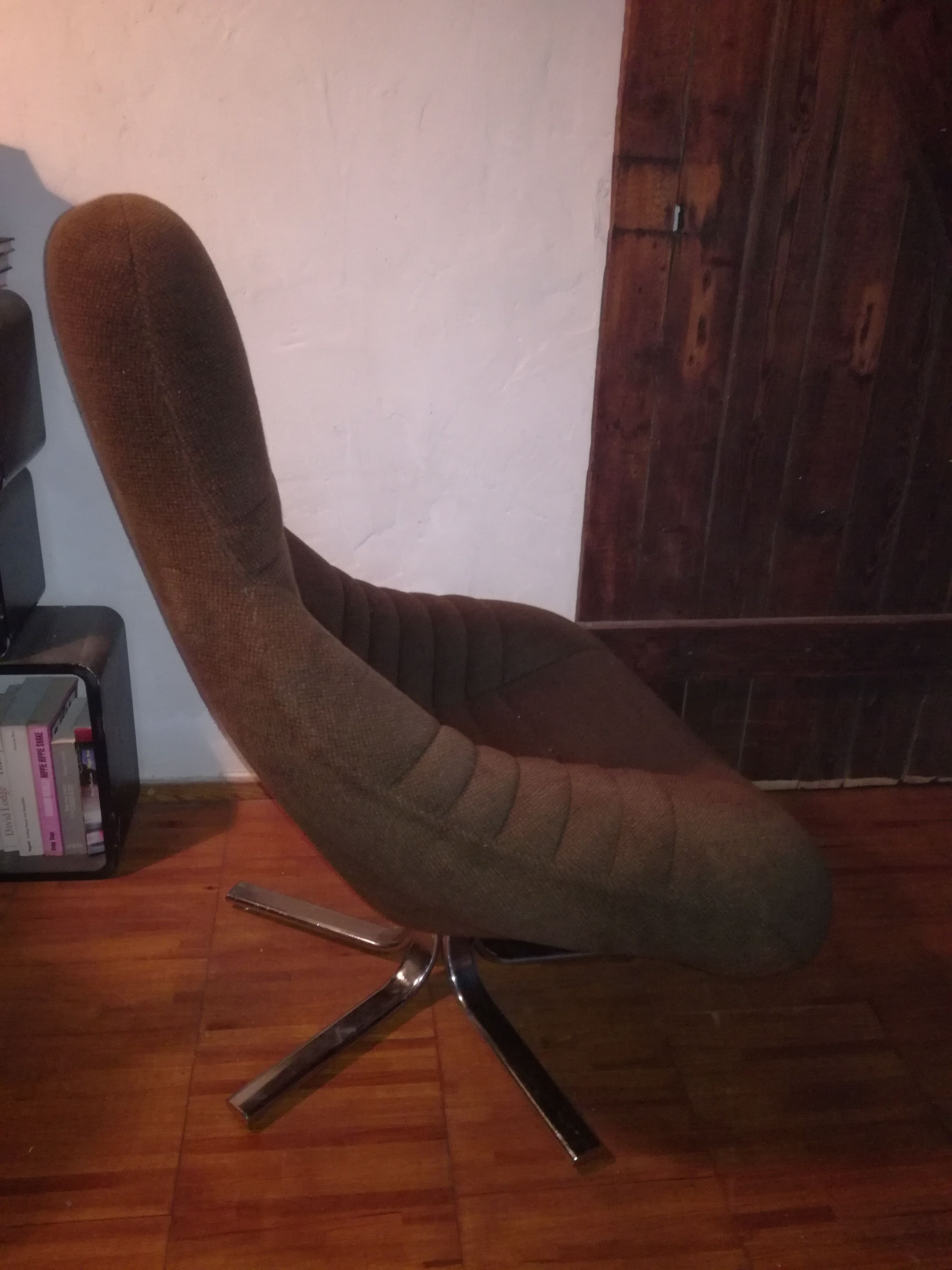 Fauteuil velours coqué Mod Plastia 1970