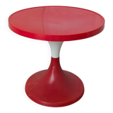 Table vintage en tulipe rouge par Meblo Yougoslavie / Table à piédestal