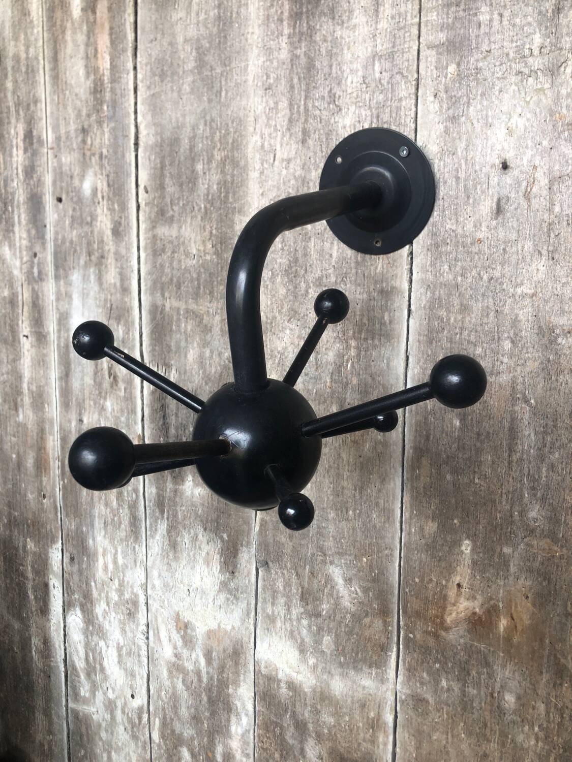 Old sputnik wall coat rack black metal ball vintage