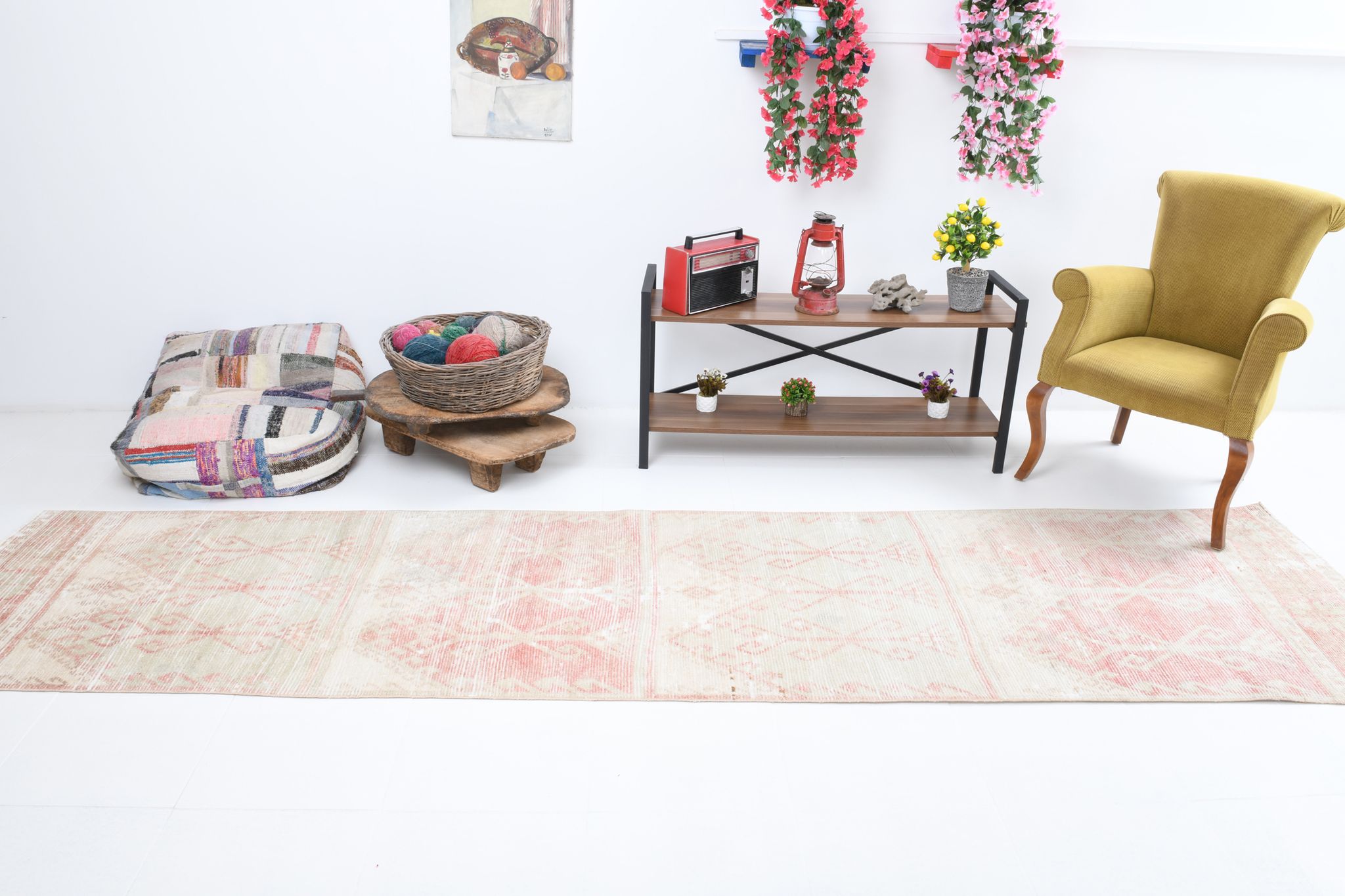 3x12 Soft Vintage Runner Rug 378x88Cm