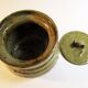 Speckled sandstone pot with lid