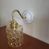 Brass wall lamp and molded glass