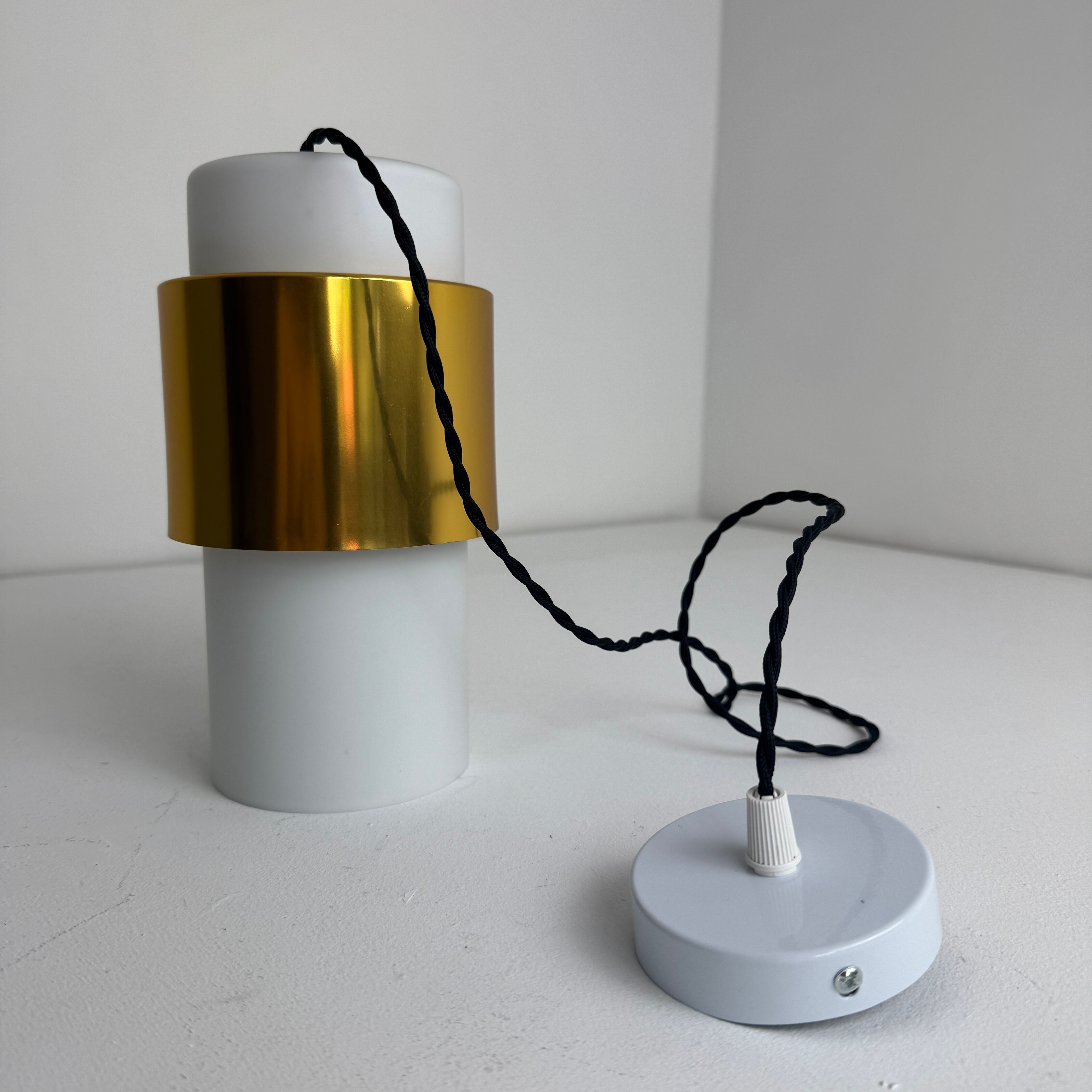 Vintage opaline suspension light from the 1970s