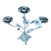 Antique chandelier in cast iron/metal and porcelain