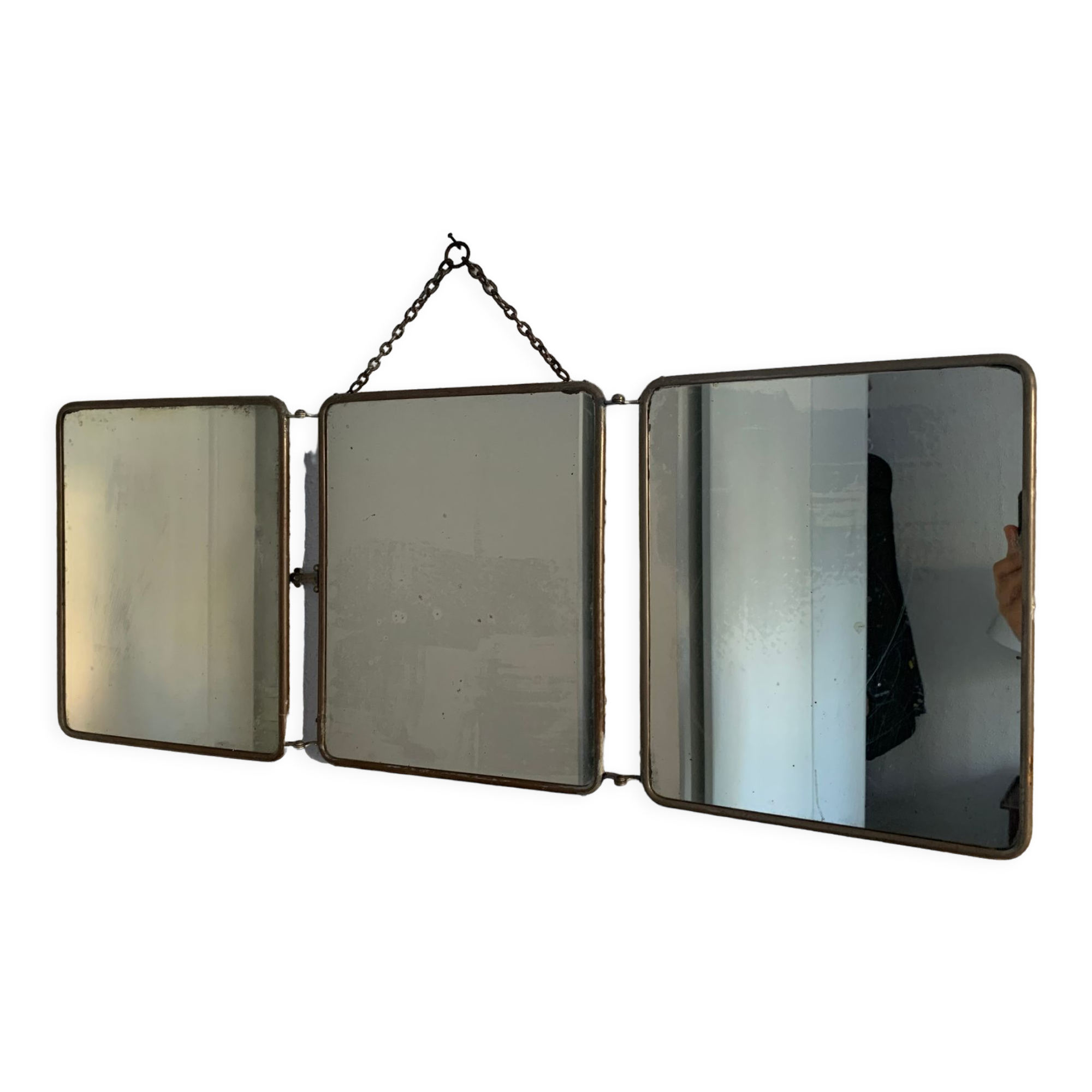 Vintage mirror 1930 triptych barber hairdresser - 30 x 78 cm