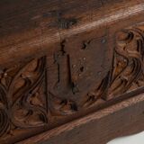 Gothic oak chest with carved façade - high period