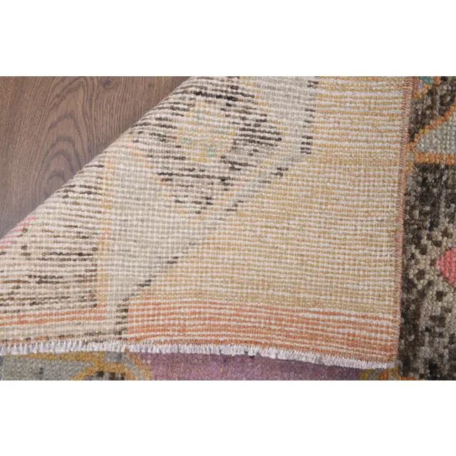 Tapis couloir vintage turc Oushak fait à la main en laine et coton orange 75x330