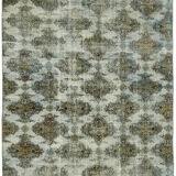 Tapis bleu anatolien antique noué à la main des années 1970 198 cm x 292 cm