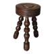 Tabouret tripode vintage, Art Populaire