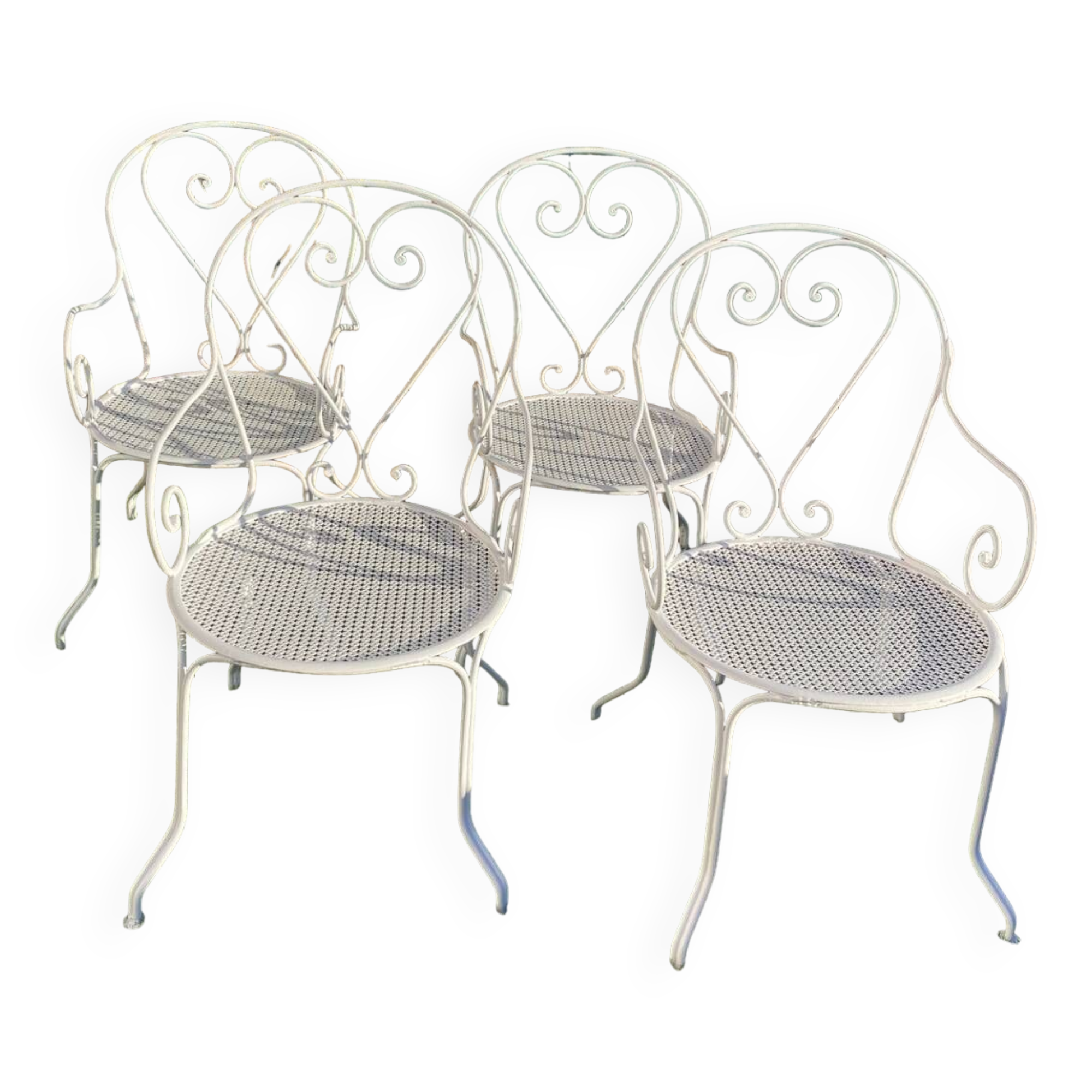 Lot de 4 fauteuil fer forgé