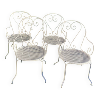 Set of 4 wrought iron armchairs