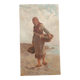 Table of a woman fishing on foot