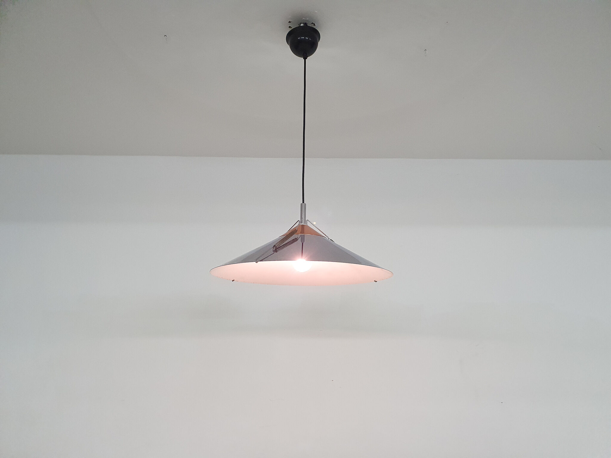 Silver and copper colored pendant light, 1970's