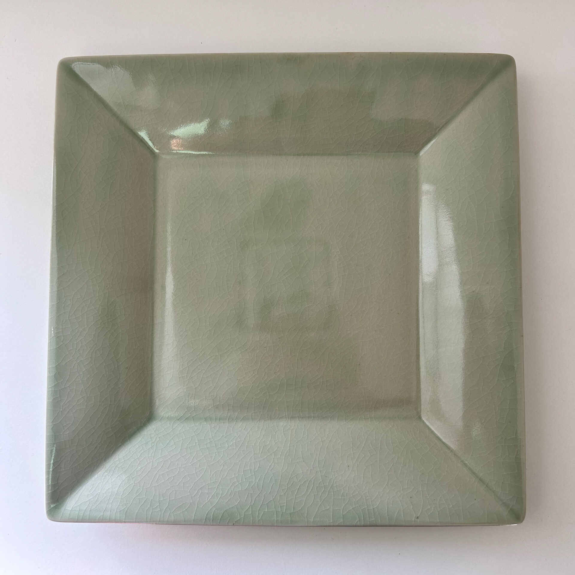 Large celadon square plate