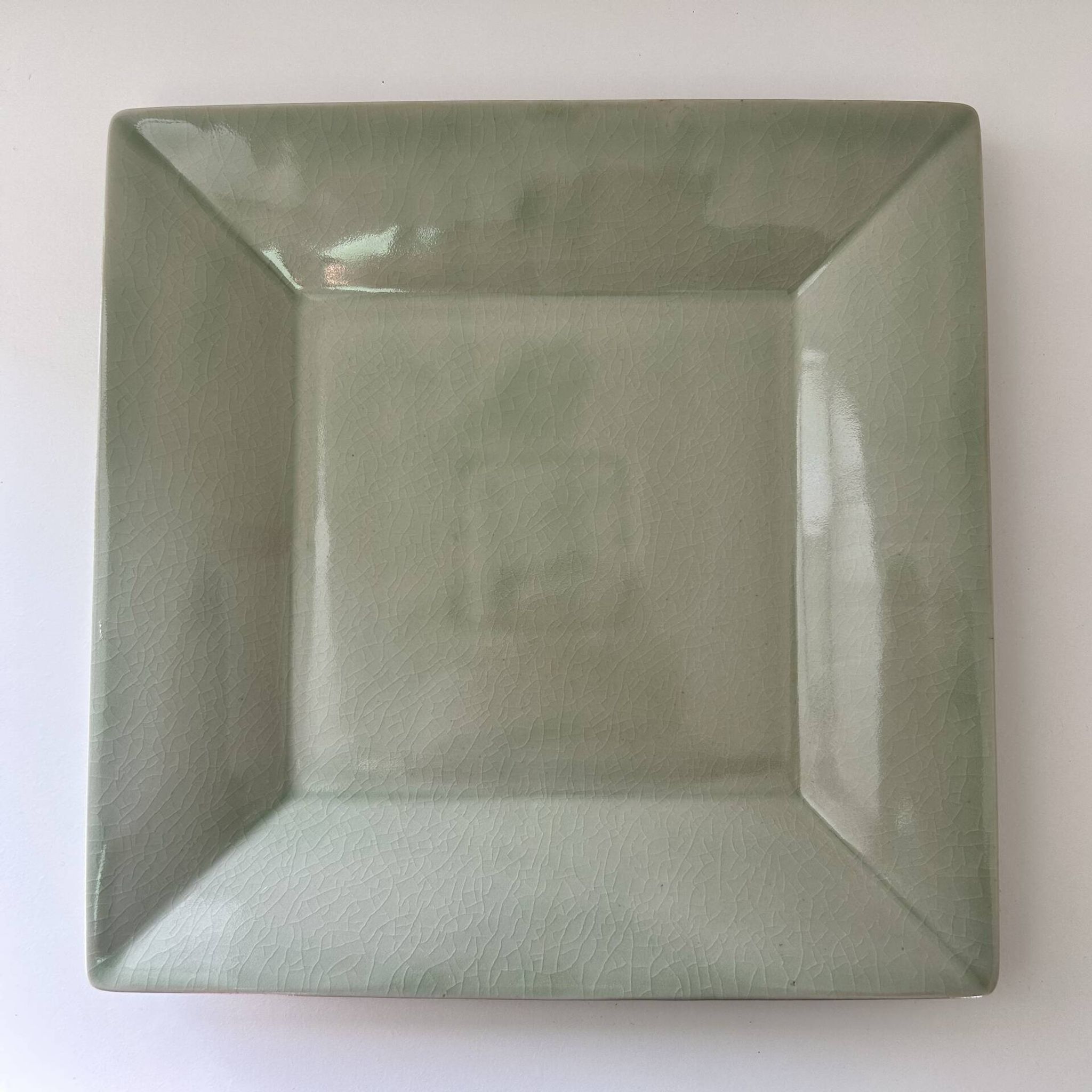 Large celadon square plate