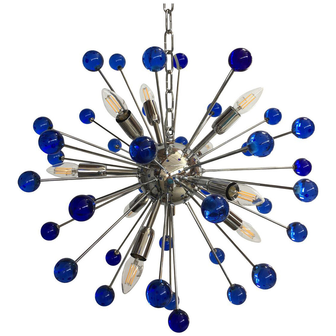 Blue “star” murano glass oval sputnik chandelier