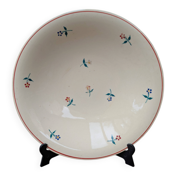 Plat de service rond Moulin des Loups Orchies décor petites fleurs 25.5cm