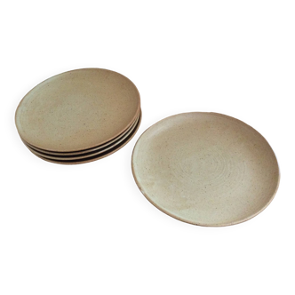 5 assiettes à dessert en grès