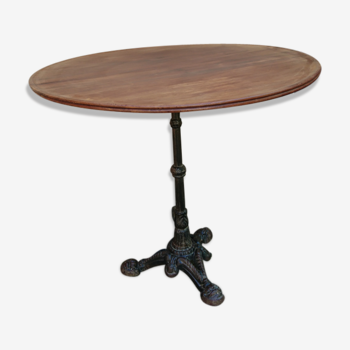 System folding bistro table wood and cast iron