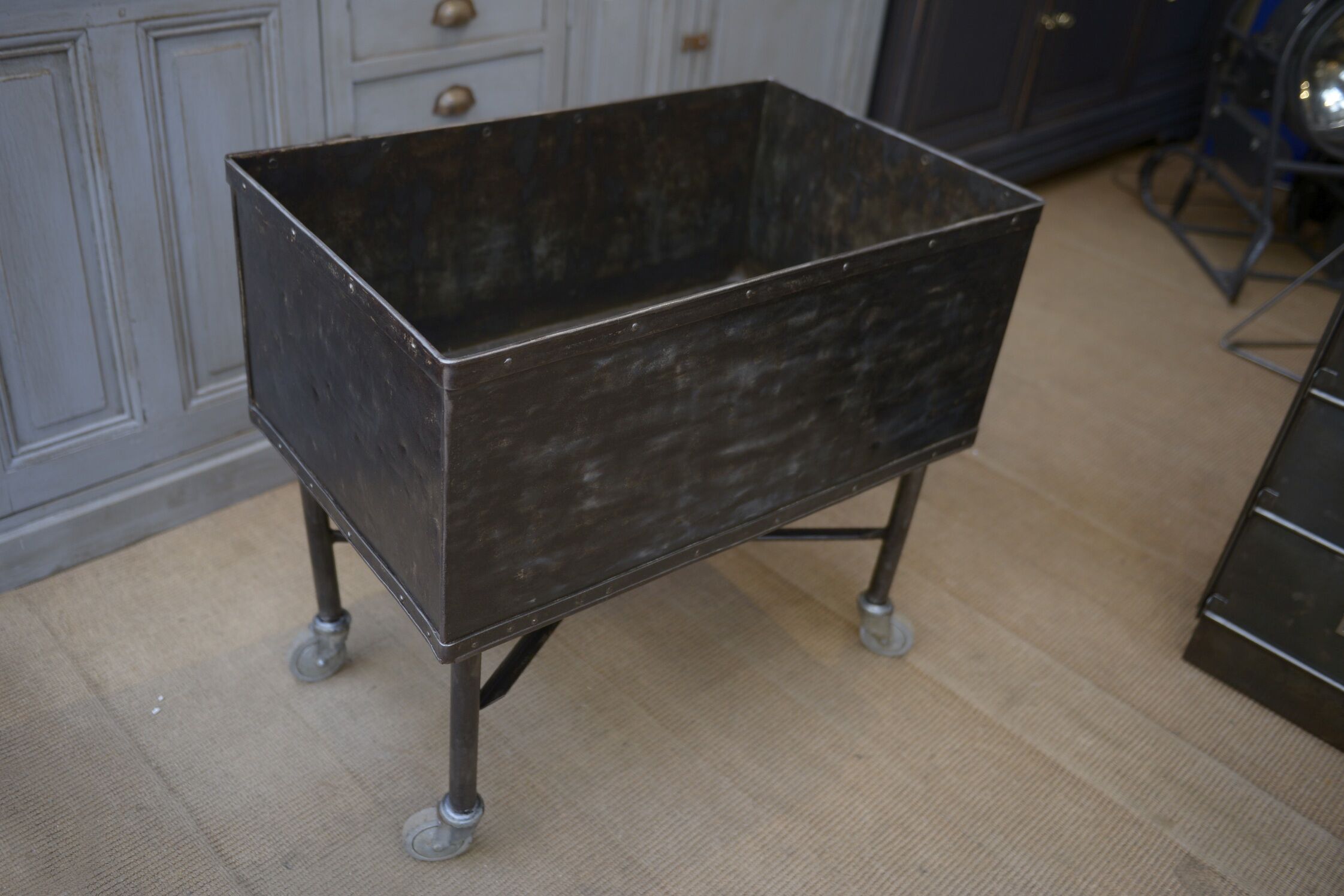 Factory trolley in polished metal 1950