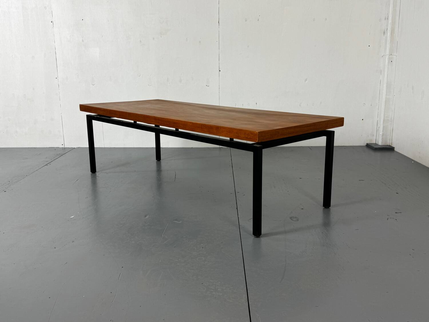 Minimalistic Mid Century Modernist Teak and Steel Coffee Table, 1960s