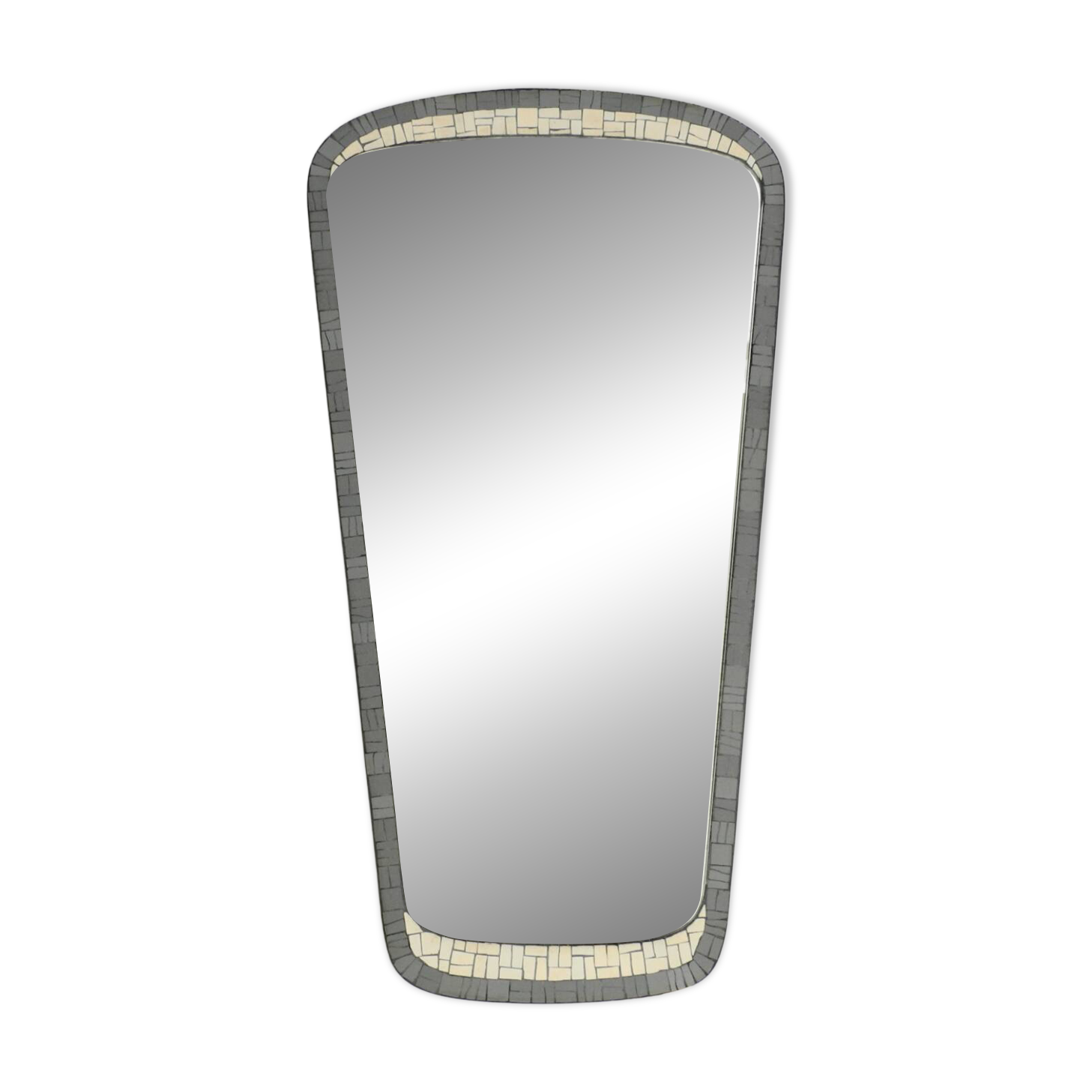 Mid Century mosaic wall mirror with brass frame by Münchner Zierspiegel