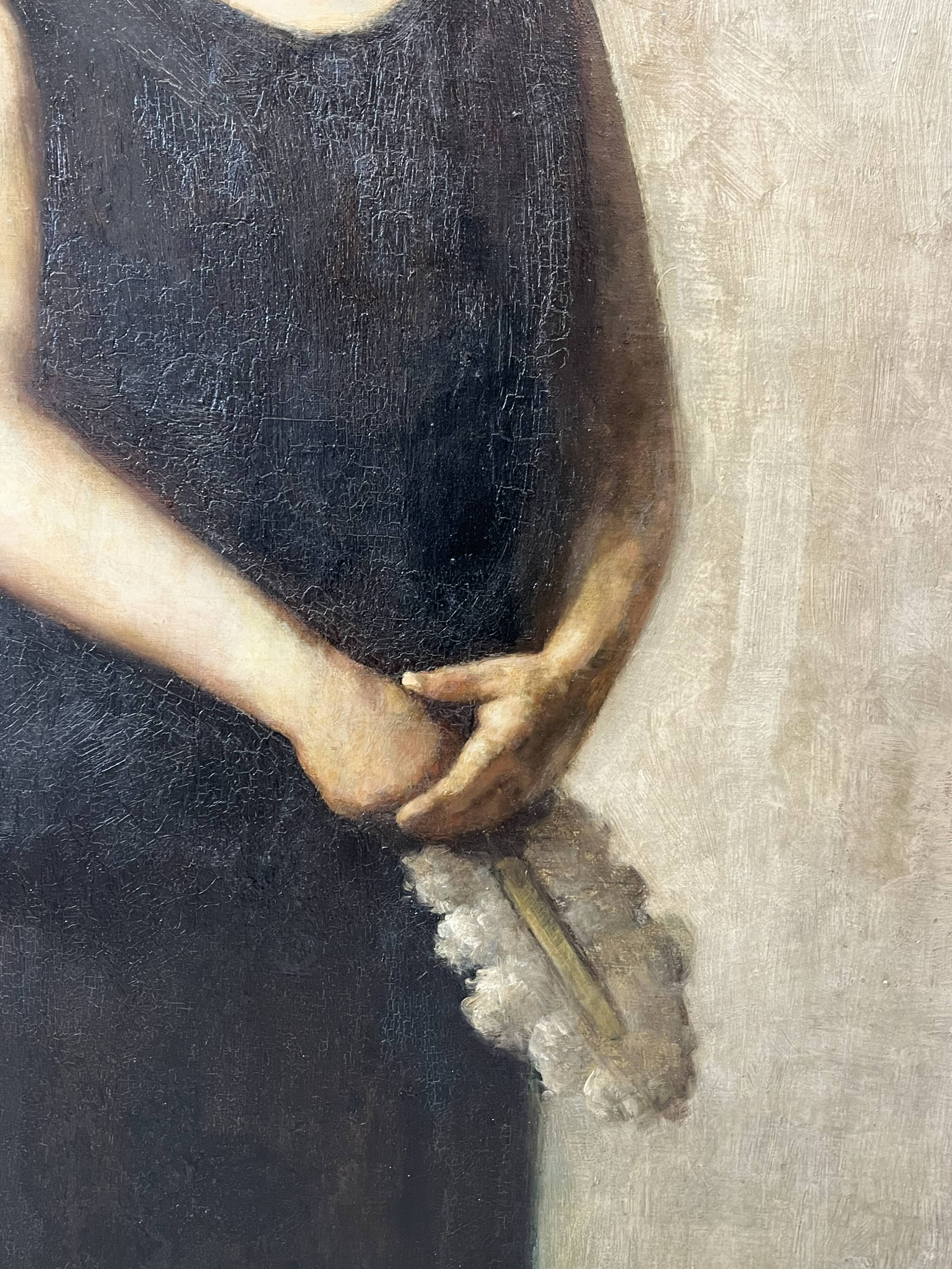 Large portrait of a woman, oil on canvas, signed A.RAMON, 1935, 111 x 152 cm, with frame