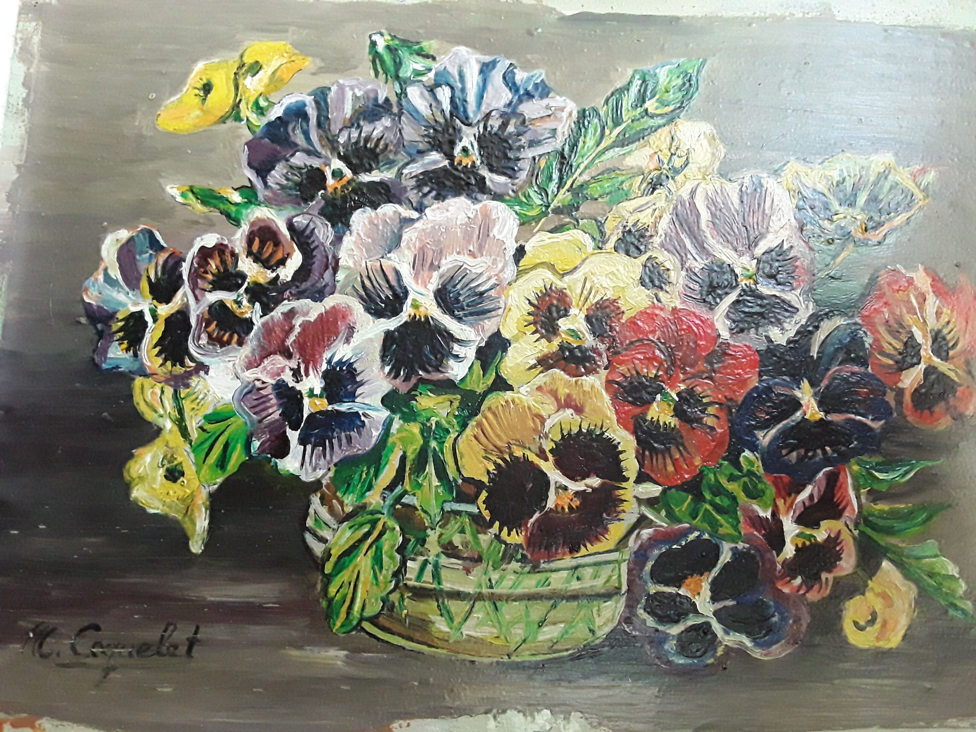 Oil painting on vintage wood