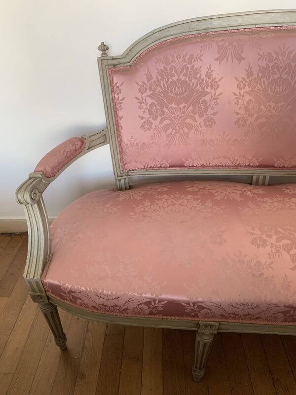 Canapé, banquette ancienne de style Louis XVI