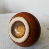 Vase vintage en céramique brune : décoration bohème yougoslave des années 1970