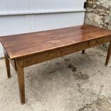 Solid wood farmhouse dining table with 2 drawers early 1900