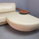 Exceptional Mid-Century Frighetto Italian Cream Leather Landscape Sofa with