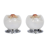 Set de 2 lampes de bureau en verre de Murano de Mazzega 1970