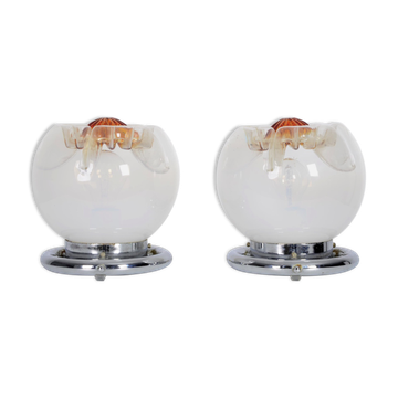 Set de 2 lampes de bureau en verre de Murano de Mazzega 1970