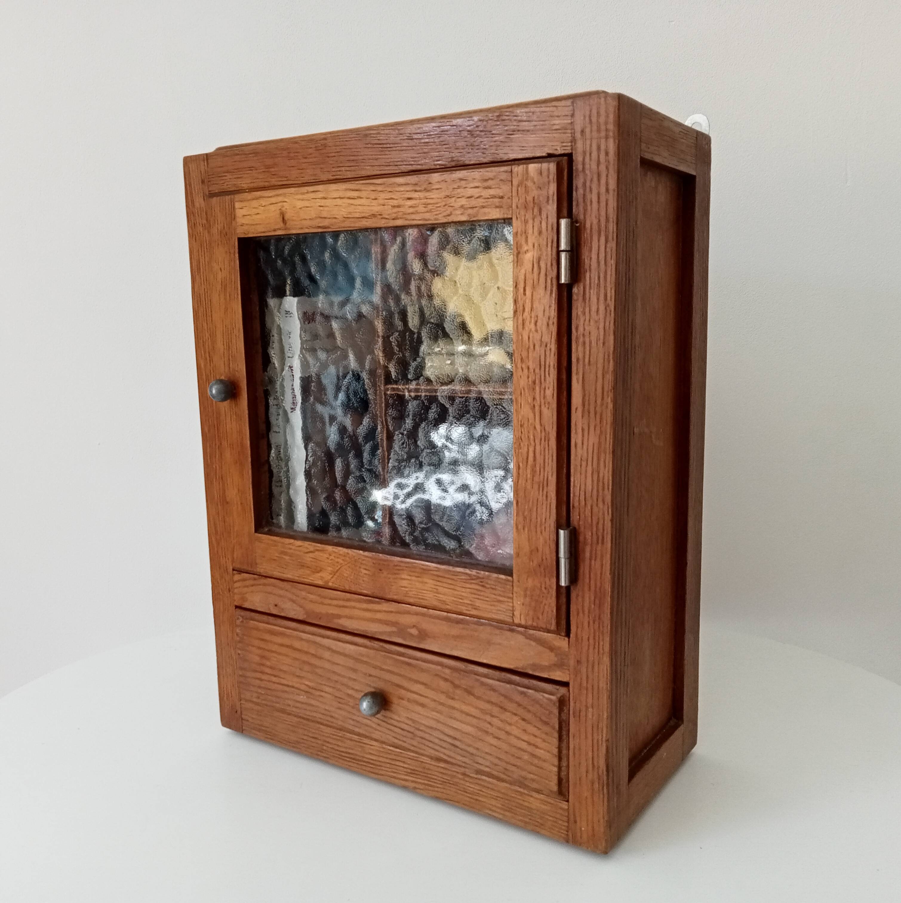 Vintage solid oak medicine cabinet